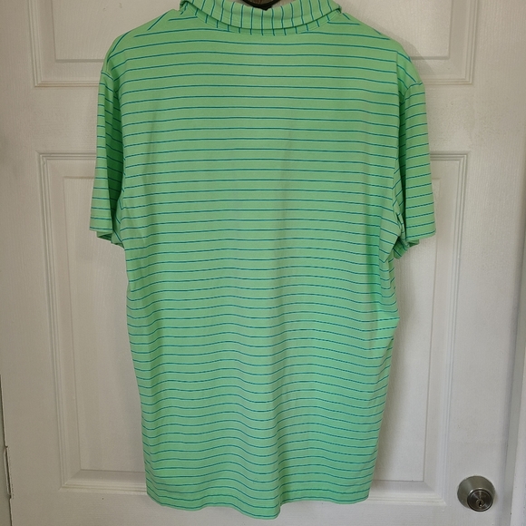 (856) Peter Millar Men's Short Sleeve Three Button Polo Shirt,Size:M, Green - Picture 9 of 11